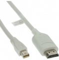 Kabel, DisplayPort Kabel, Mini DisplayPort zu HDMI Konverter Kabel, 2m, weiß, mit Audio, InLine®