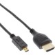 Kabel, HDMI-Micro mit Ethernet,  1m, Micro-HDMI  D St.>HDMI St. A